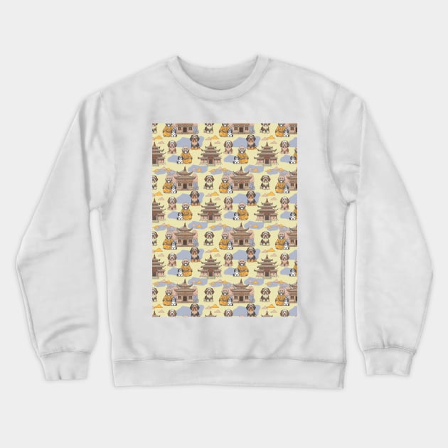 Tibetan monk and tibetan terrier friends Crewneck Sweatshirt by Remotextiles